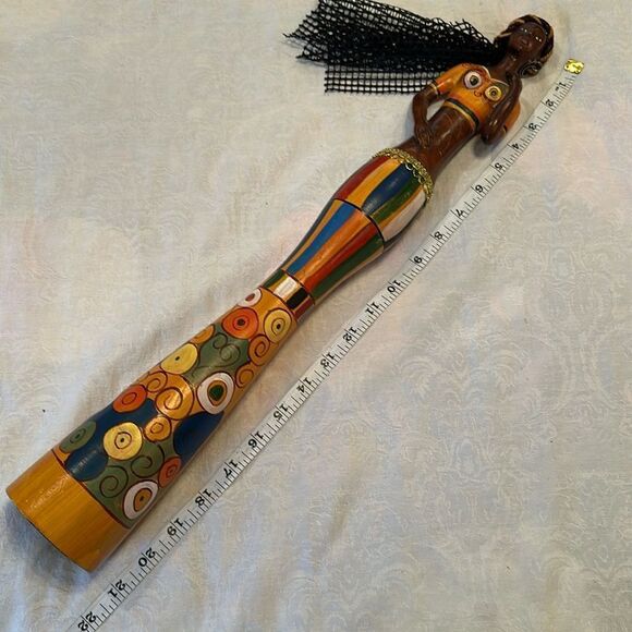 African Figurine Handcrafted Colorful Wooden - Picture 8 of 10